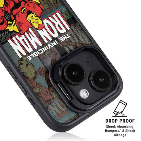 Marvel Classic Comics Iron Man Action Vintage iPhone 14 Plus Kickstand Case