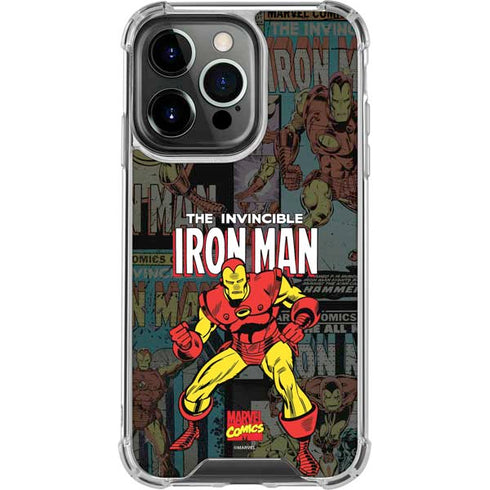 Marvel Classic Comics Iron Man Action Vintage iPhone 14 Pro Clear Case