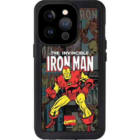 Marvel Classic Comics Iron Man Action Vintage iPhone 14 Pro Waterproof Case