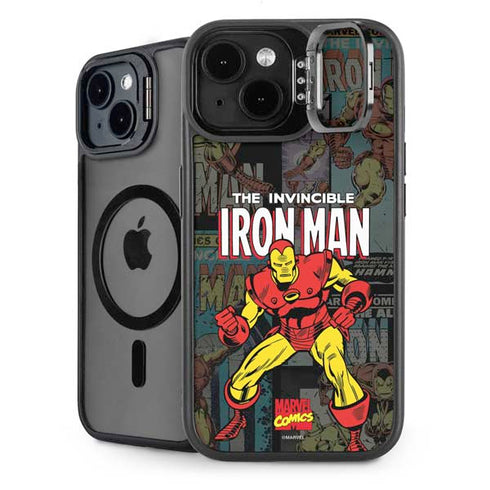 Marvel Classic Comics Iron Man Action Vintage iPhone 15 Plus Kickstand Case