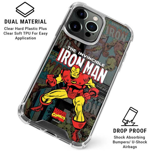 Marvel Classic Comics Iron Man Action Vintage iPhone 15 Pro Clear Case