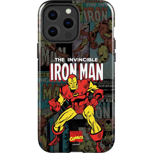 Marvel Classic Comics Iron Man Action Vintage iPhone 15 Pro Max Impact Case