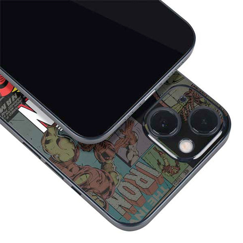 Marvel Classic Comics Iron Man Action Vintage iPhone 15 Skin