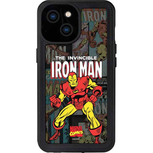 Marvel Classic Comics Iron Man Action Vintage iPhone 15 Waterproof Case