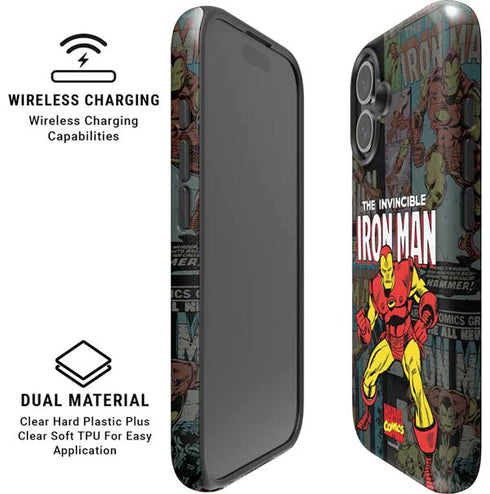 Marvel Classic Comics Iron Man Action Vintage iPhone 16 Magsafe Impact Case