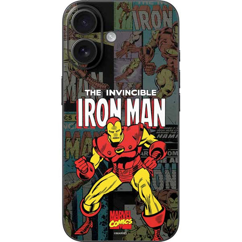 Marvel Classic Comics Iron Man Action Vintage iPhone 16 Skin