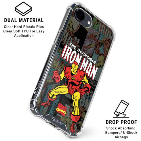 Marvel Classic Comics Iron Man Action Vintage iPhone 16e Clear Case