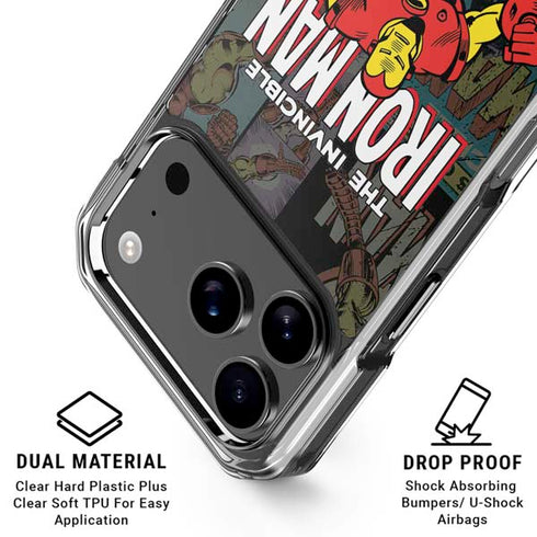 Marvel Classic Comics Iron Man Action Vintage iPhone 18 Pro Clear Case