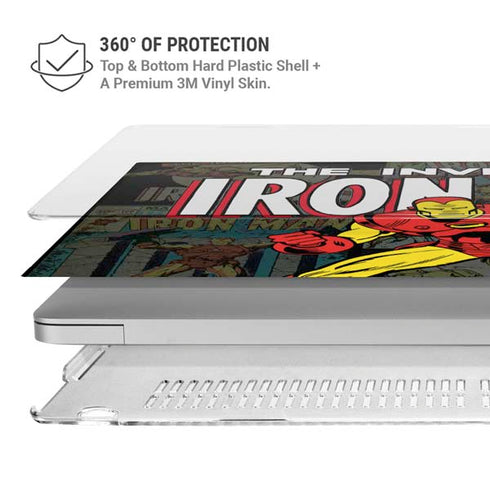 Marvel Classic Comics Iron Man Action Vintage MacBook Pro 14in (2021-24) Case plus Skin