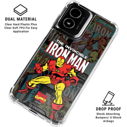 Marvel Classic Comics Iron Man Action Vintage Moto G Power 5G (2024) Clear Case