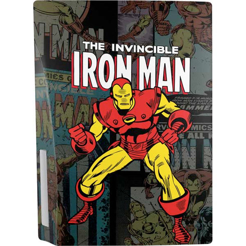 Marvel Classic Comics Iron Man Action Vintage PS5 Console Skin