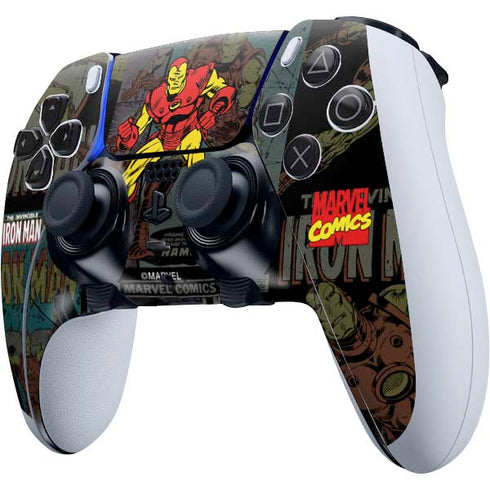 Marvel Classic Comics Iron Man Action Vintage PS5 DualSense Edge Pro Controller Skin