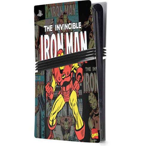 Marvel Classic Comics Iron Man Action Vintage PS5 Pro Console Skin