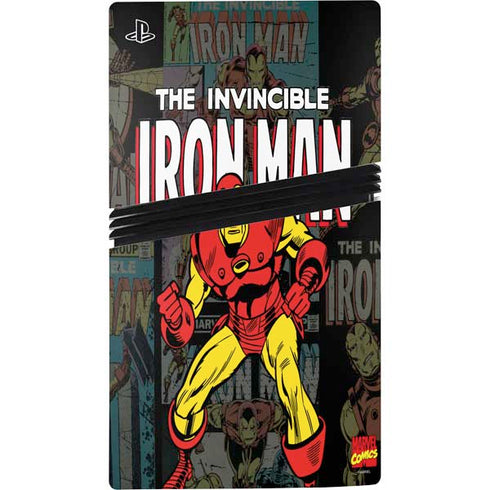 Marvel Classic Comics Iron Man Action Vintage PS5 Pro Disk Console Skin