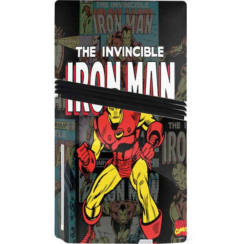 Marvel Classic Comics Iron Man Action Vintage PS5 Pro Disk Console Skin