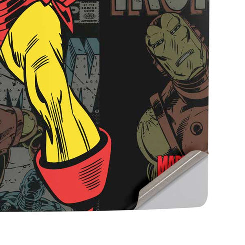 Marvel Classic Comics Iron Man Action Vintage PS5 Pro Disk Console Skin