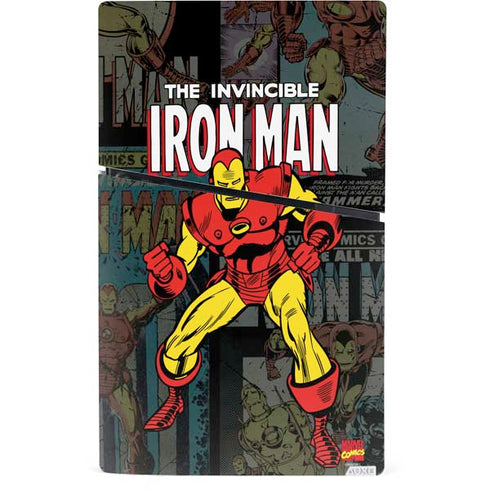 Marvel Classic Comics Iron Man Action Vintage PS5 Slim Digital Edition Console Skin