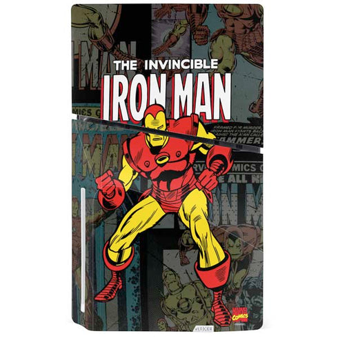 Marvel Classic Comics Iron Man Action Vintage PS5 Slim Disk Bundle Skin