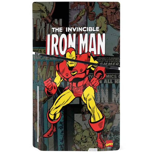 Marvel Classic Comics Iron Man Action Vintage PS5 Slim Disk Console Skin