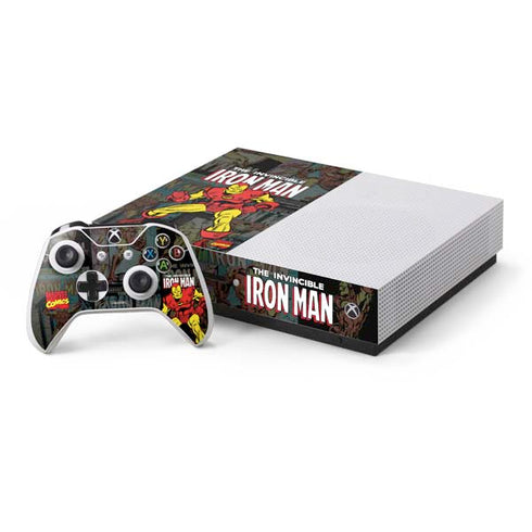 Marvel Classic Comics Iron Man Action Vintage Xbox One S Console and Controller Bundle Skin