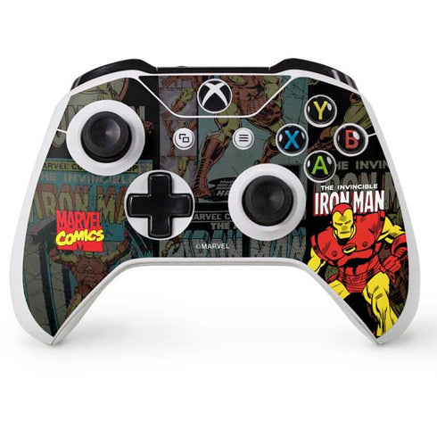Marvel Classic Comics Iron Man Action Vintage Xbox One S Console and Controller Bundle Skin