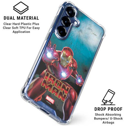 Marvel Iron Man Repulsor Blast Galaxy S25 FE Clear Case