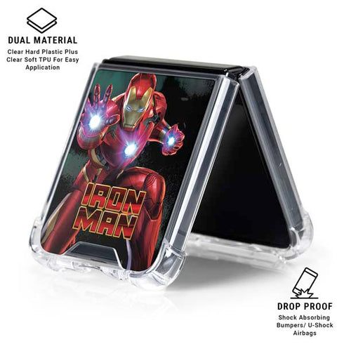 Marvel Iron Man Repulsor Blast Galaxy Z Flip7 Clear Case