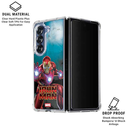 Marvel Iron Man Repulsor Blast Galaxy Z Fold7 Clear Case