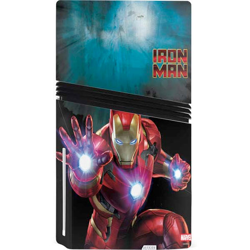 Marvel Iron Man Repulsor Blast PS5 Pro Disk Console Skin