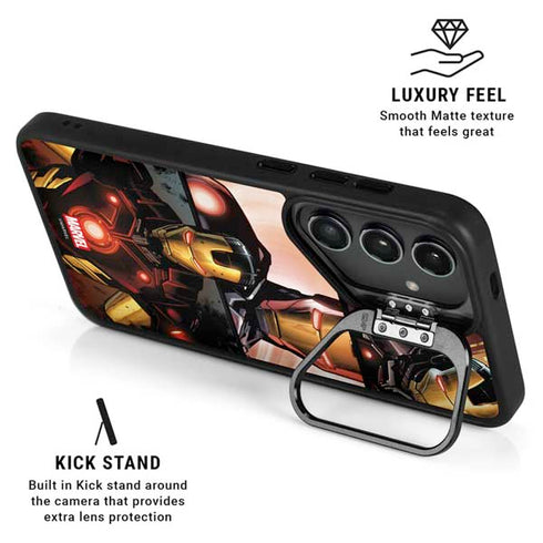 Marvel Iron Man Three Panel Galaxy S24 Plus Kickstand Case