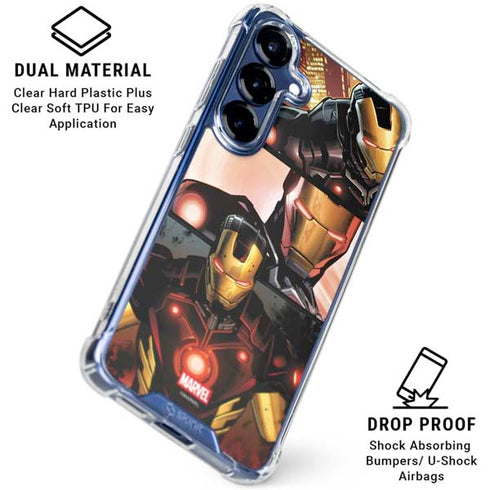 Marvel Iron Man Three Panel Galaxy S25 Plus Clear Case