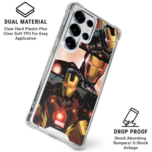 Marvel Iron Man Three Panel Galaxy S25 Ultra Clear Case