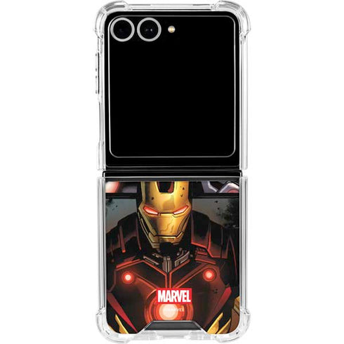 Marvel Iron Man Three Panel Galaxy Z Flip7 Clear Case