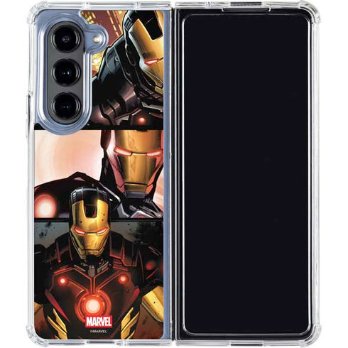 Marvel Iron Man Three Panel Galaxy Z Fold5 5G Clear Case