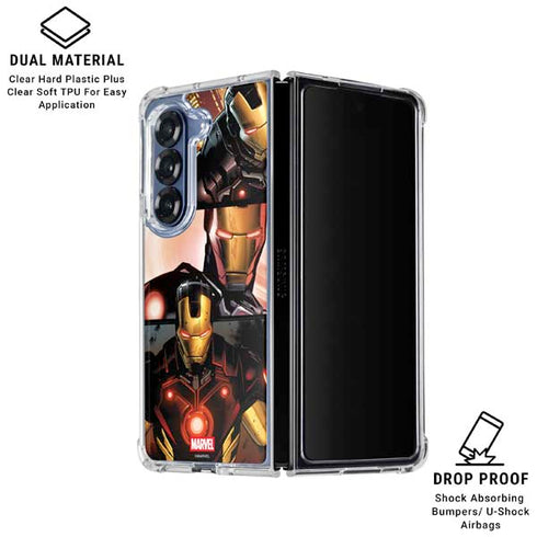 Marvel Iron Man Three Panel Galaxy Z Fold7 Clear Case