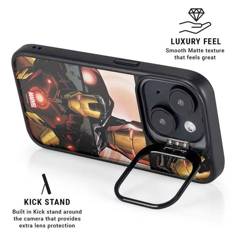 Marvel Iron Man Three Panel iPhone 14 Kickstand Case
