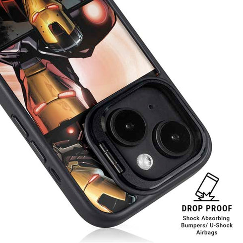Marvel Iron Man Three Panel iPhone 14 Plus Kickstand Case