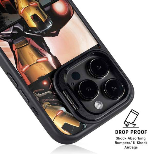 Marvel Iron Man Three Panel iPhone 15 Pro Kickstand Case