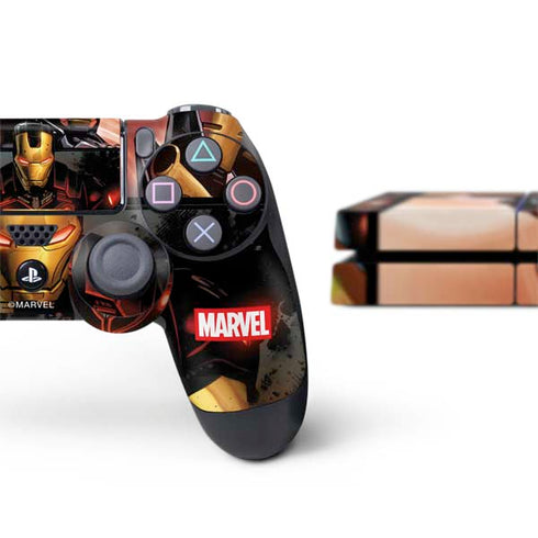 Marvel Iron Man Three Panel PS4 Console and Controller Bundle Skin