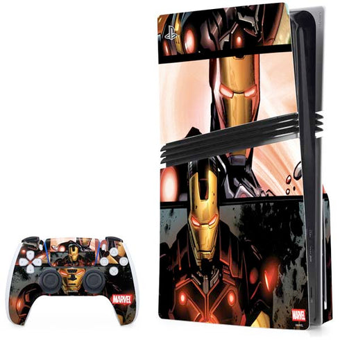 Marvel Iron Man Three Panel PS5 Pro Disk Bundle Skin