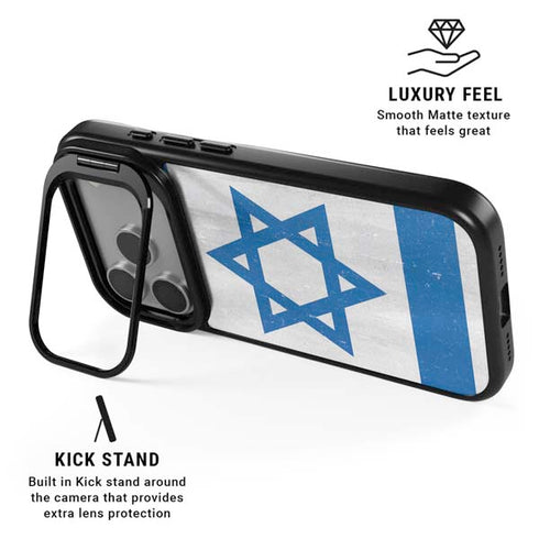 Israel Flag Distressed iPhone 17 Pro Kickstand Case
