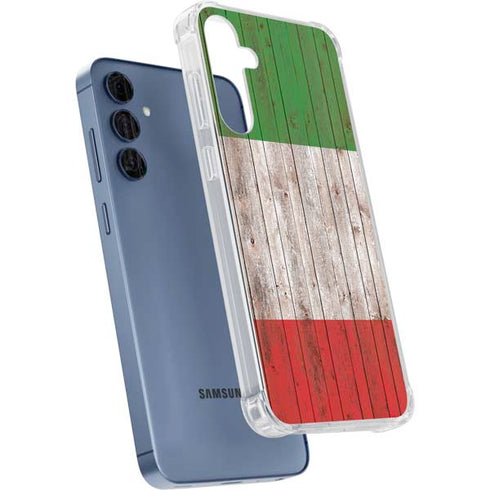 Italian Flag Dark Wood Galaxy A55 5G Clear Case