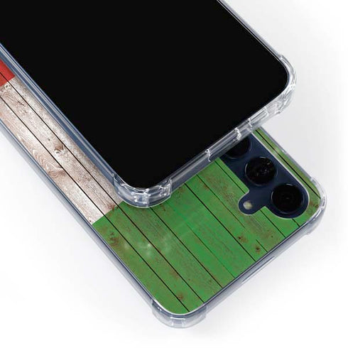 Italian Flag Dark Wood Galaxy A55 5G Clear Case