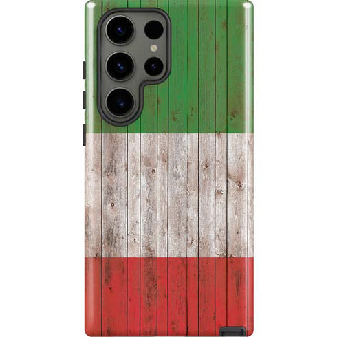 Italian Flag Dark Wood Galaxy S23 Ultra Pro Case