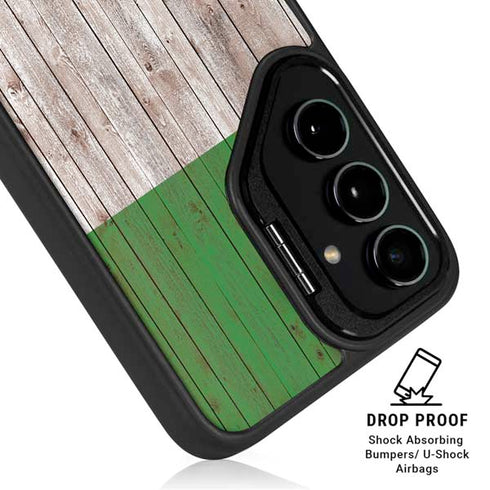 Italian Flag Dark Wood Galaxy S25 Kickstand Case