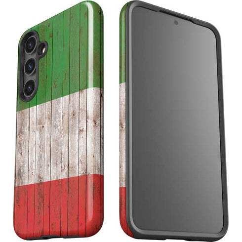 Italian Flag Dark Wood Galaxy S25 Plus Impact Case