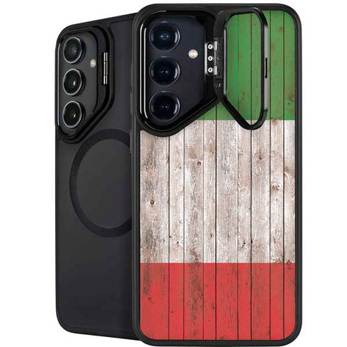 Italian Flag Dark Wood Galaxy S25 Plus Kickstand Case