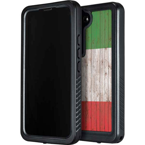 Italian Flag Dark Wood Galaxy S24 Plus Waterproof Case