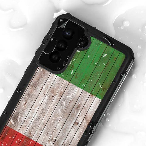Italian Flag Dark Wood Galaxy S24 Plus Waterproof Case