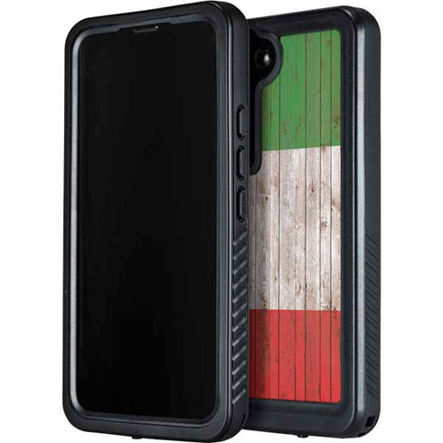 Italian Flag Dark Wood Galaxy S24 Waterproof Case